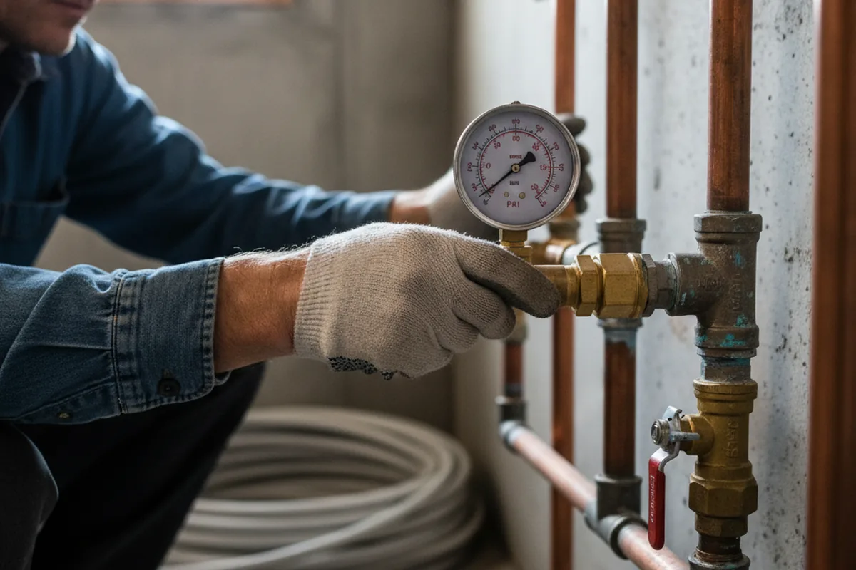 Pressure testing a repaired line during Water Line Repair in Gratz